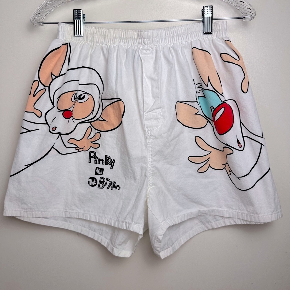 Warner Bros Studio Store Vintage 90’s 100%Cotton Pinky &The Brain Boxers L*FLAW*